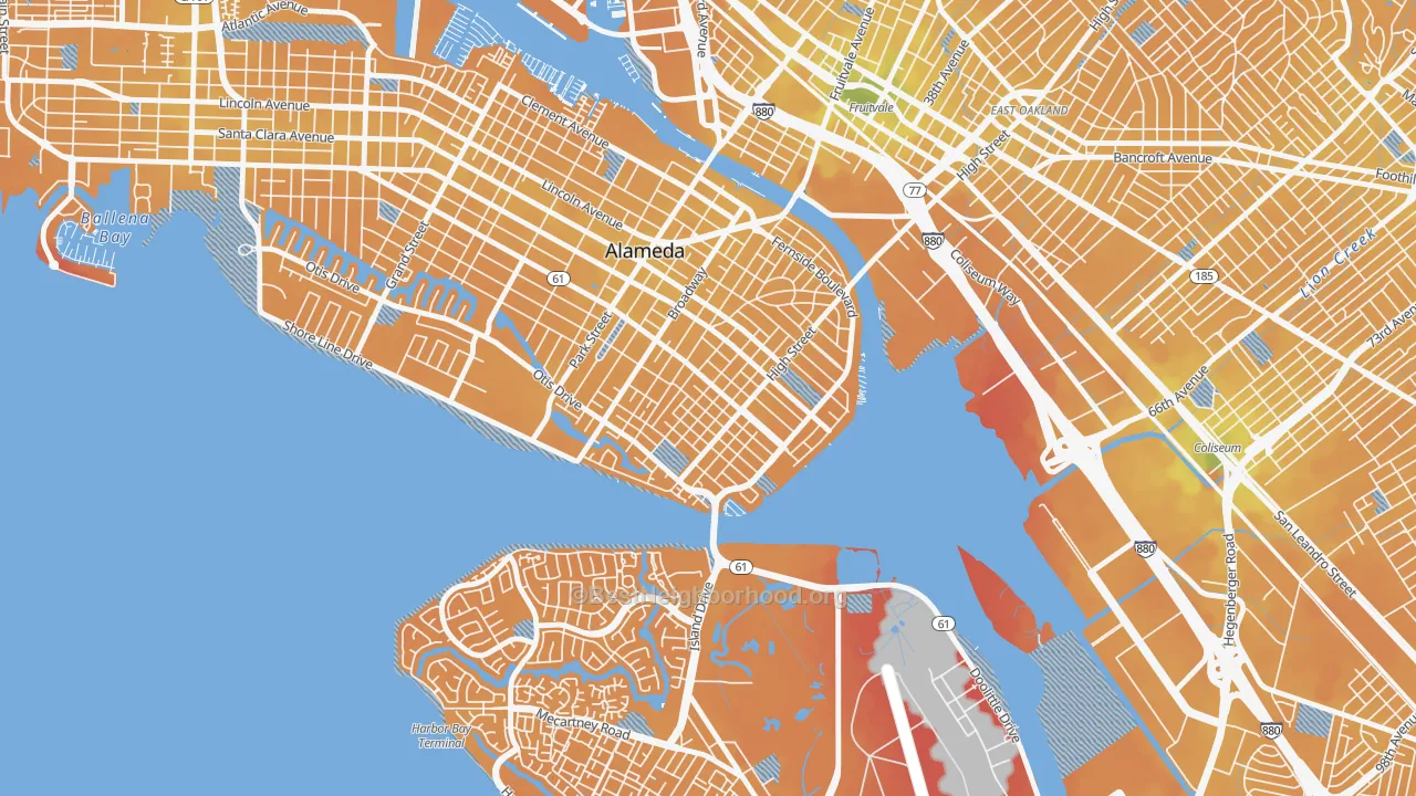 Transit Grade map of East End, Alameda, CA