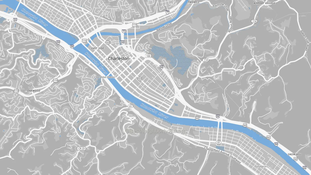 Transit Grade map of East End, Charleston, WV