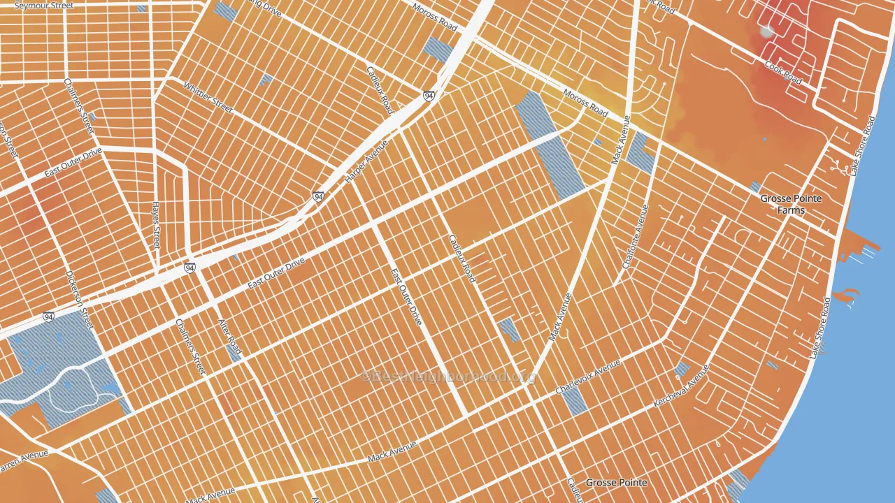Transit Grade map of East English Village, Detroit, MI
