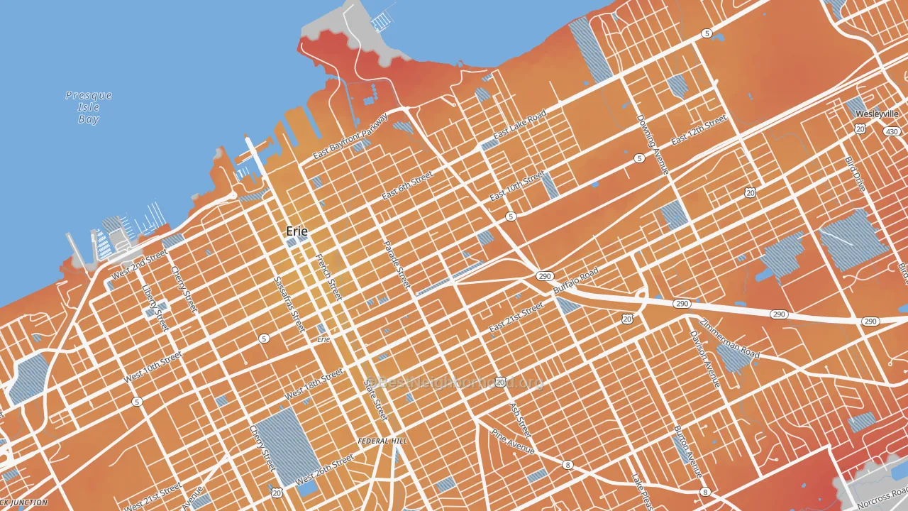 Transit Grade map of East Erie, Erie, PA
