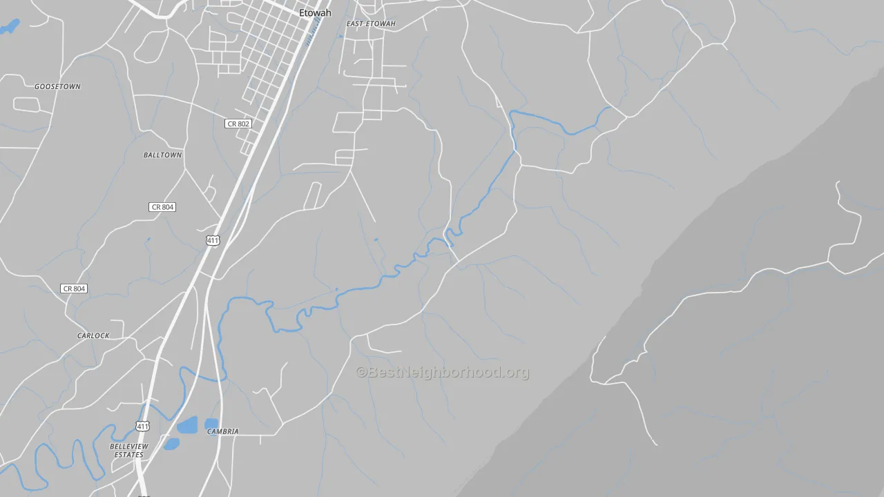 Transit Grade map of East Etowah, TN