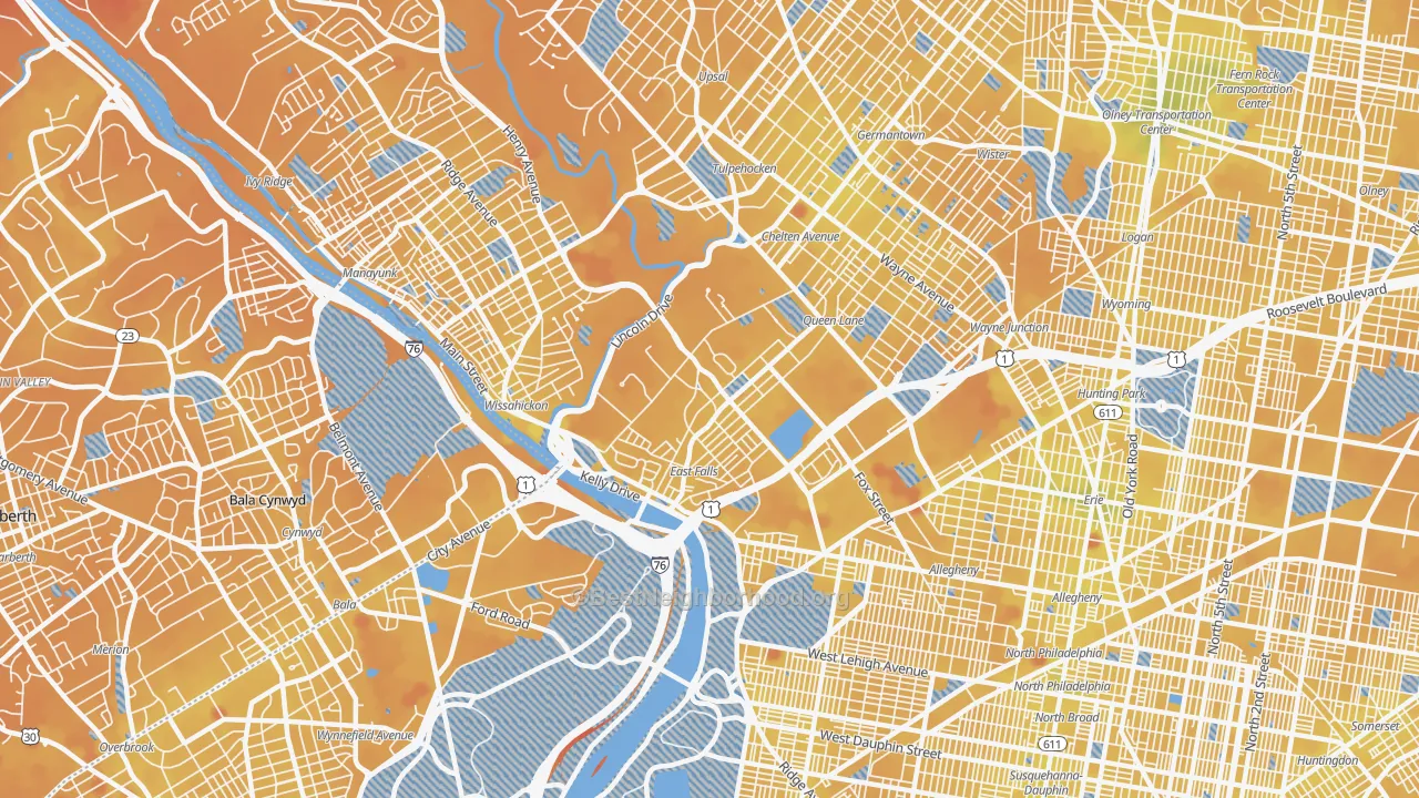 Transit Grade map of East Falls, Philadelphia, PA