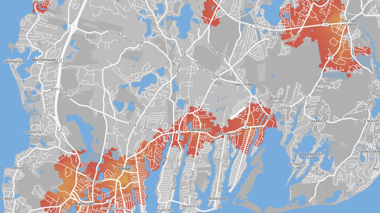 Transit Grade map of East Falmouth, MA