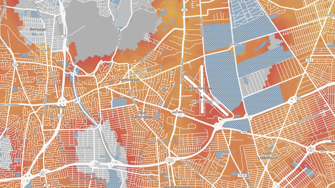 Transit Grade map of East Farmingdale, NY