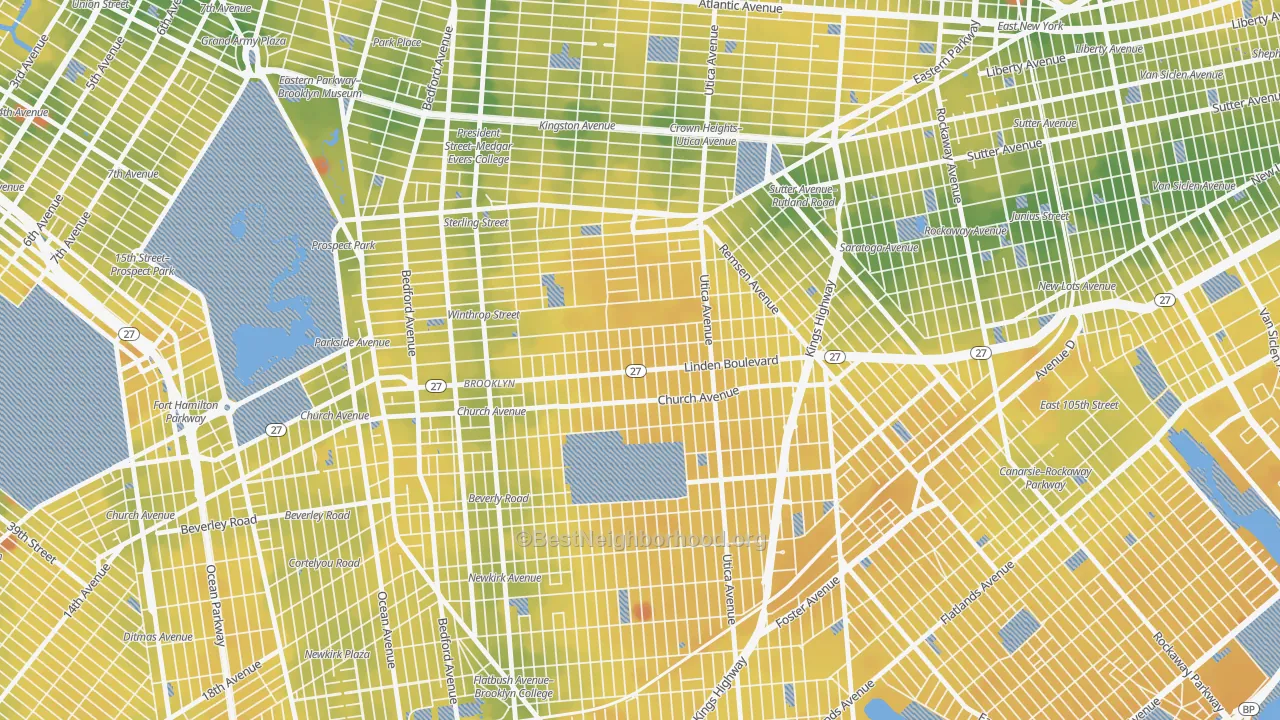 Transit Grade map of East Flatbush, Brooklyn, NY