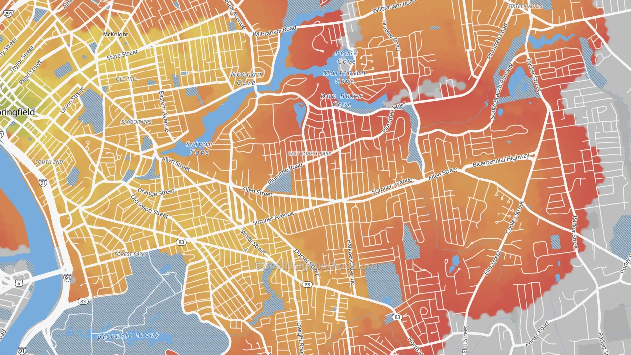 Transit Grade map of East Forest Park, Springfield, MA