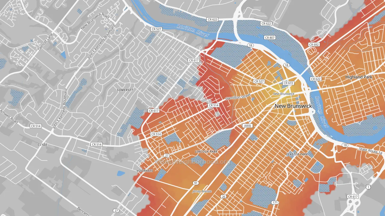 Transit Grade map of East Franklin, NJ
