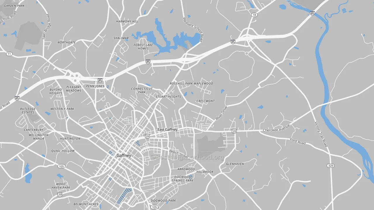 Transit Grade map of East Gaffney, SC