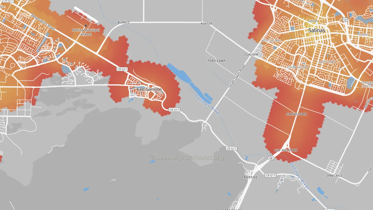 Transit Grade map of East Garrison, CA