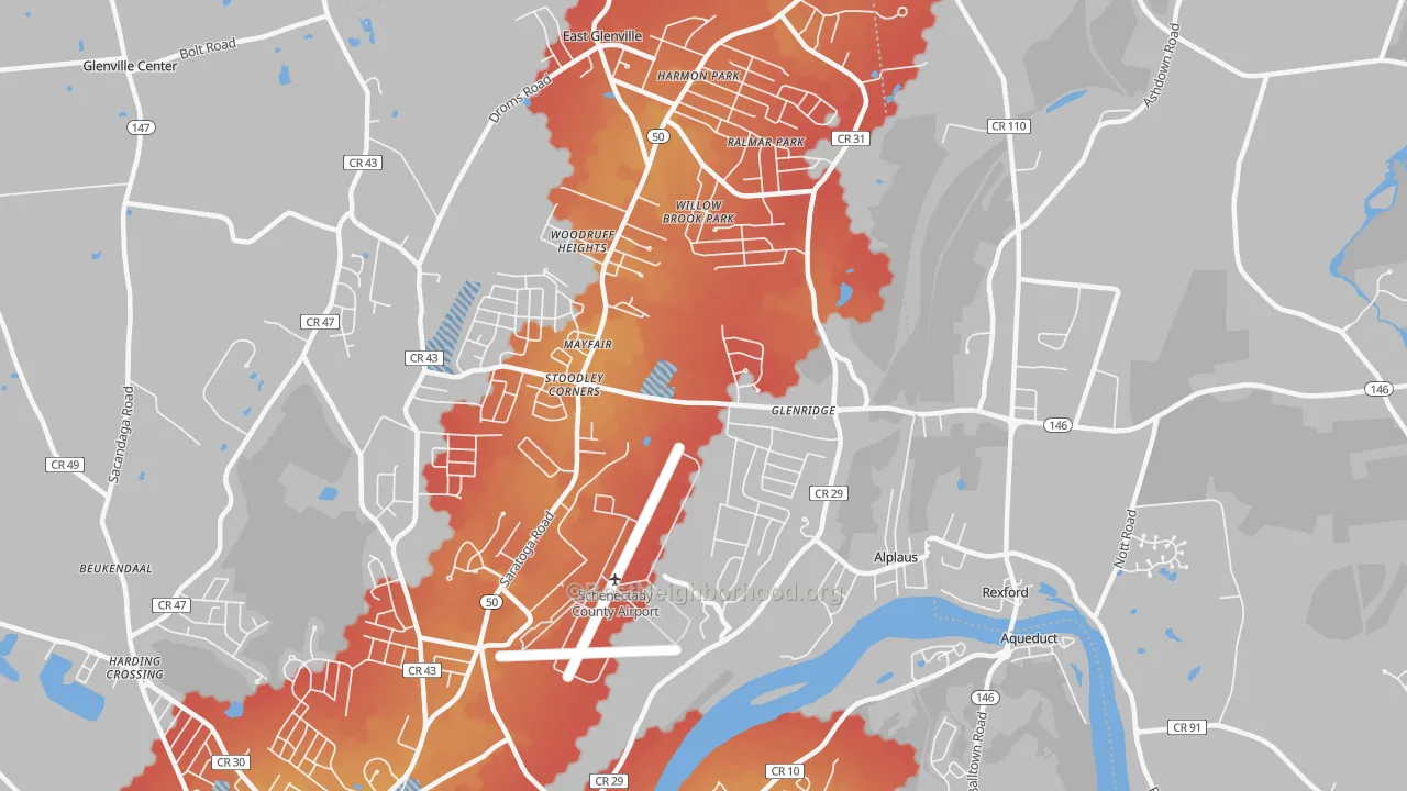 Transit Grade map of East Glenville, NY