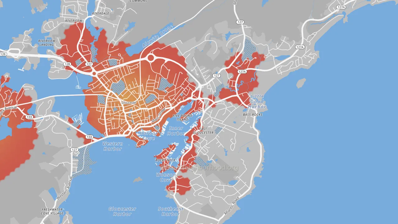 Transit Grade map of East Gloucester, Gloucester, MA