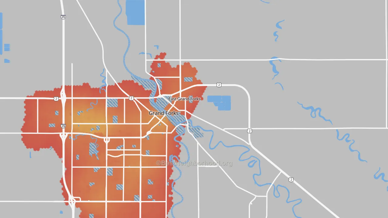 Transit Grade map of East Grand Forks, MN