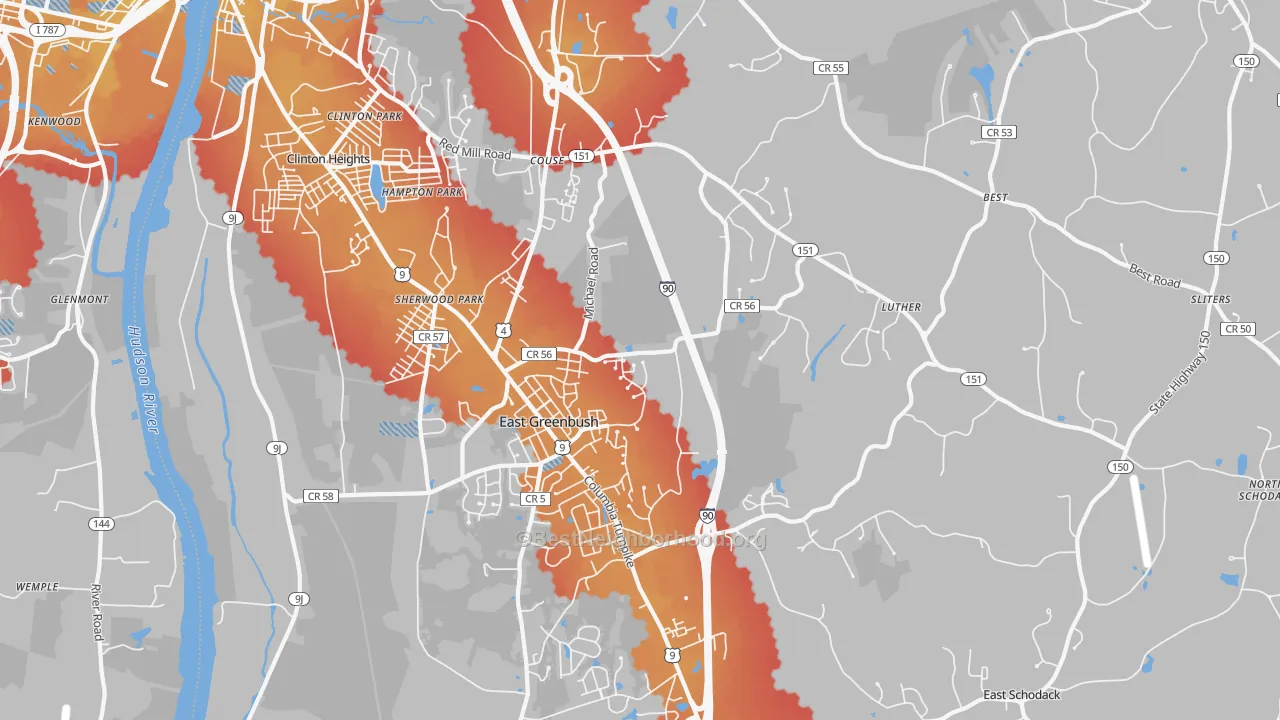 Transit Grade map of East Greenbush, NY