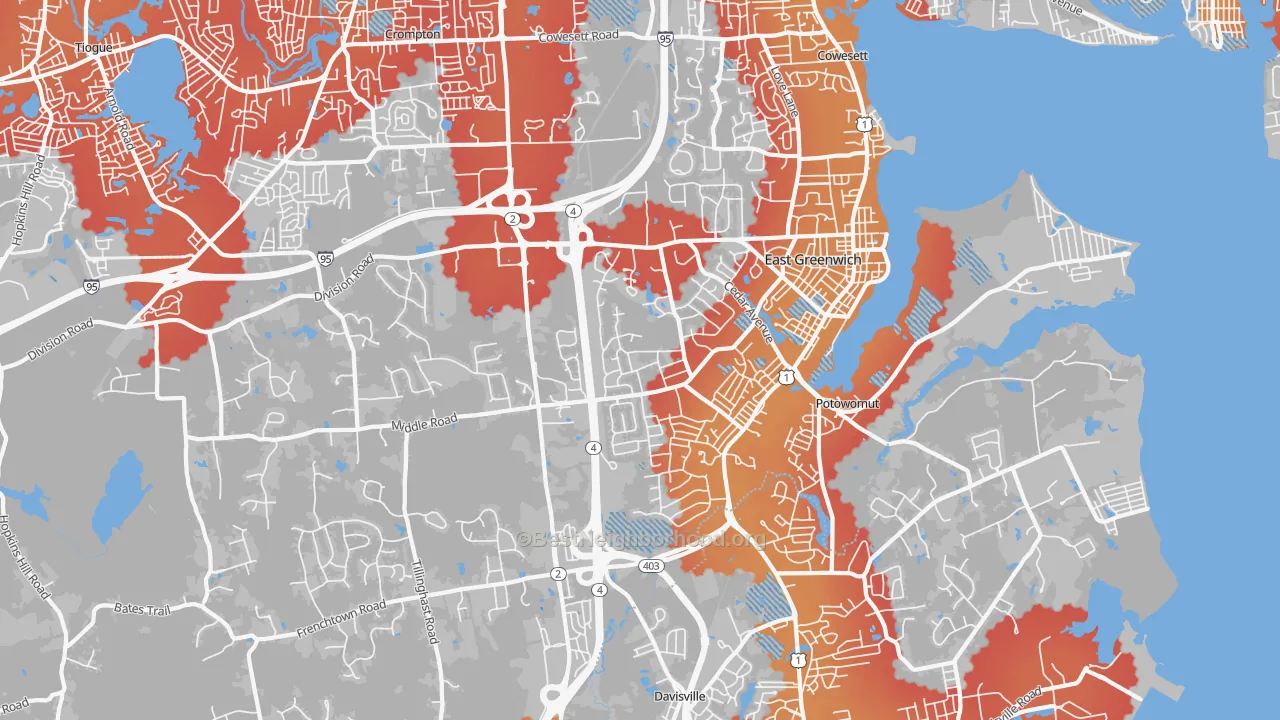 Transit Grade map of East Greenwich, RI