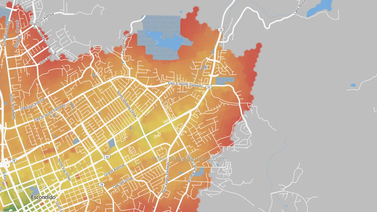 Transit Grade map of East Grove, Escondido, CA