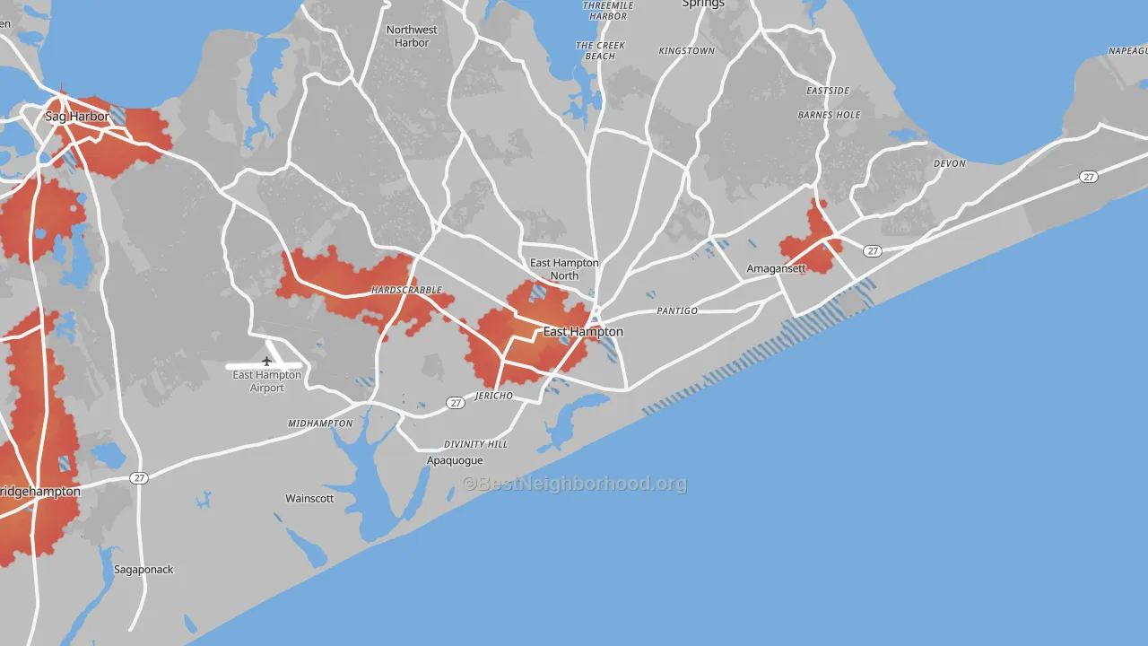 Transit Grade map of East Hampton, NY