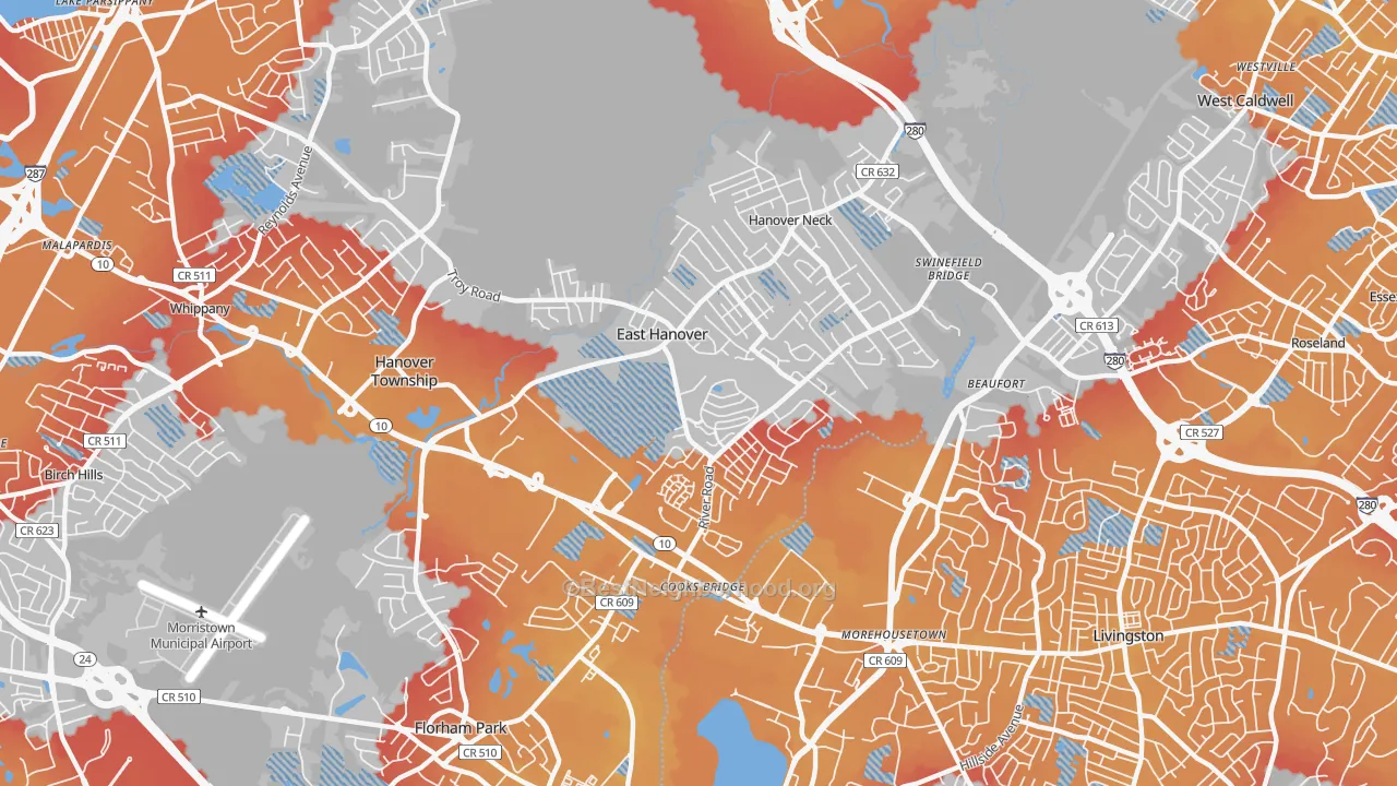 Transit Grade map of East Hanover, NJ
