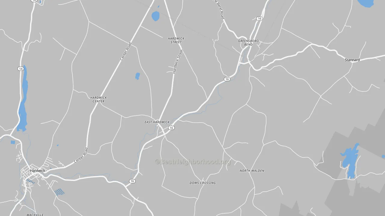 Transit Grade map of East Hardwick, VT