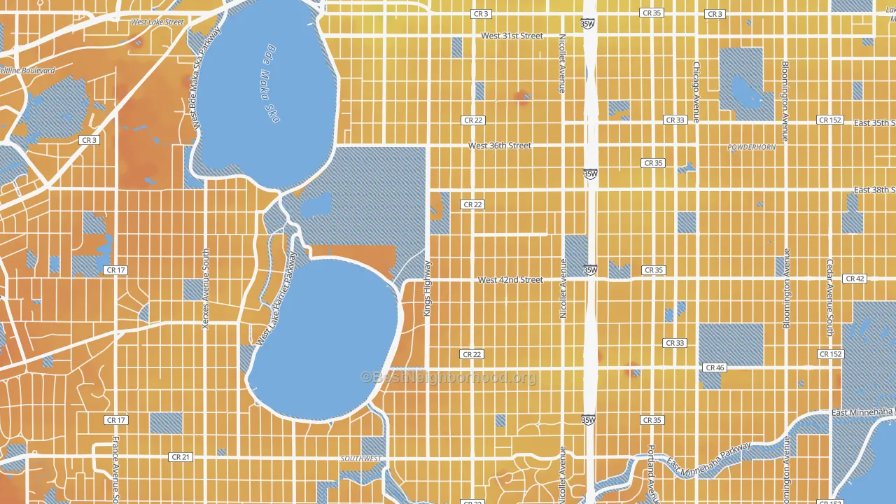 Transit Grade map of East Harriet, Minneapolis, MN