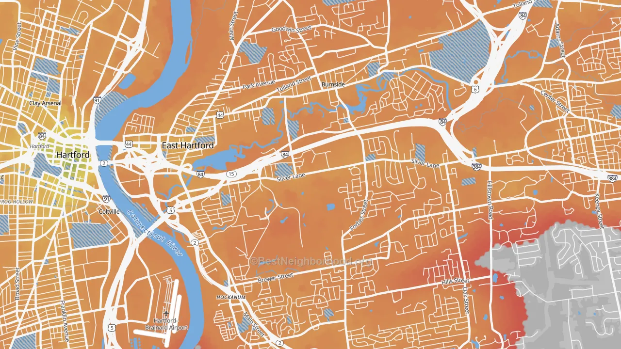 Transit Grade map of East Hartford, CT