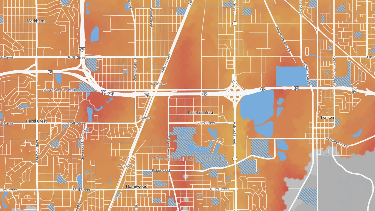 Transit Grade map of East Hazel Crest, IL