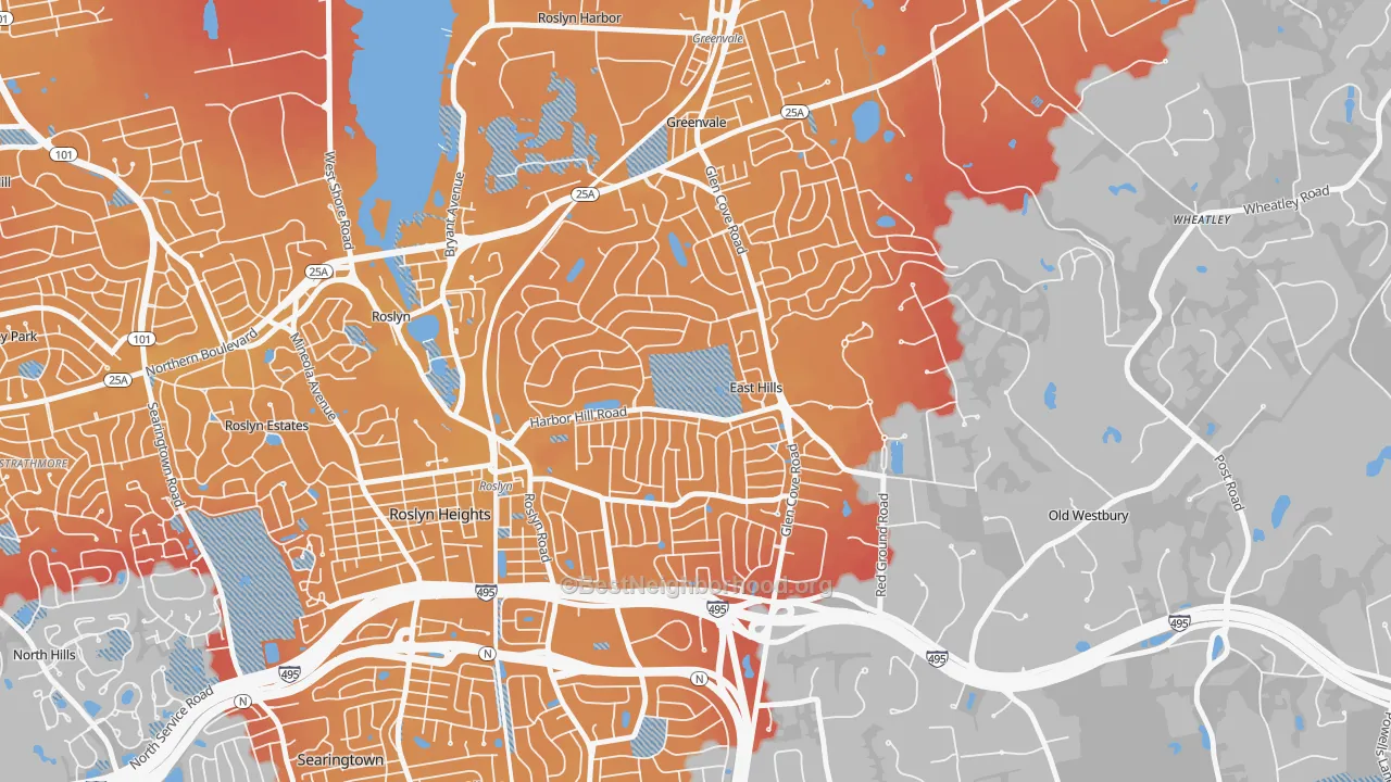 Transit Grade map of East Hills, NY