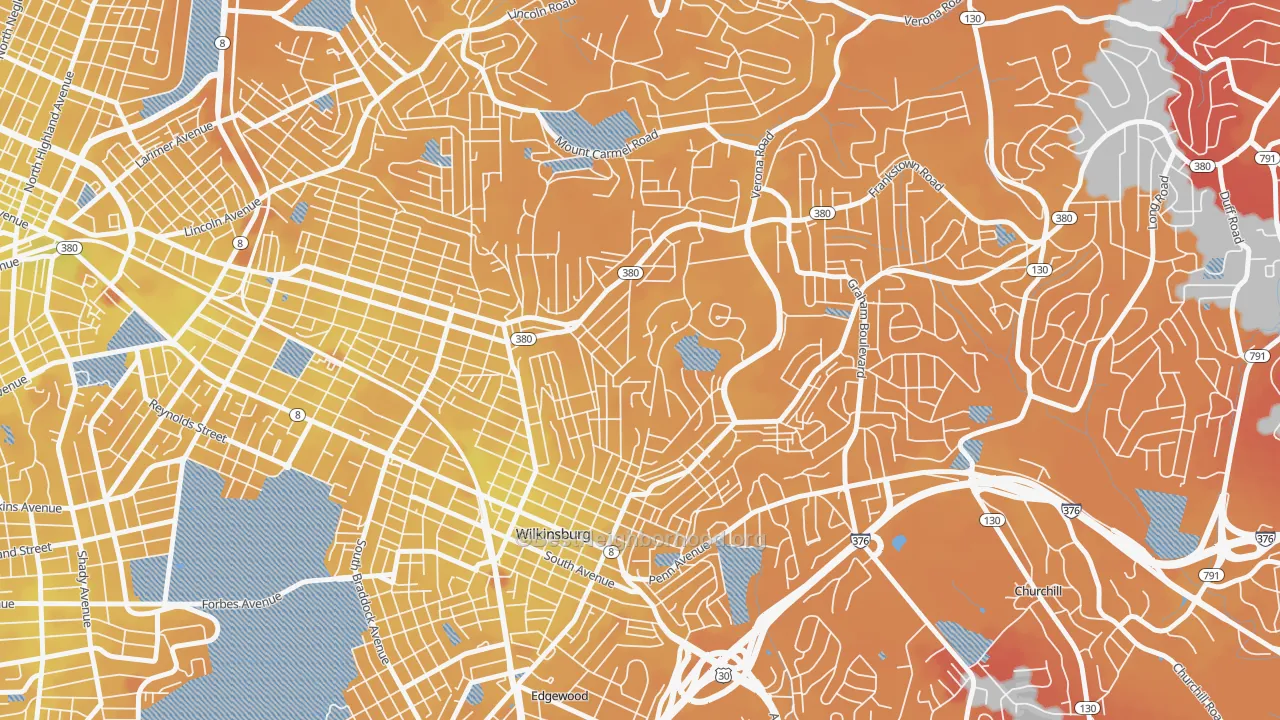 Transit Grade map of East Hills, Pittsburgh, PA