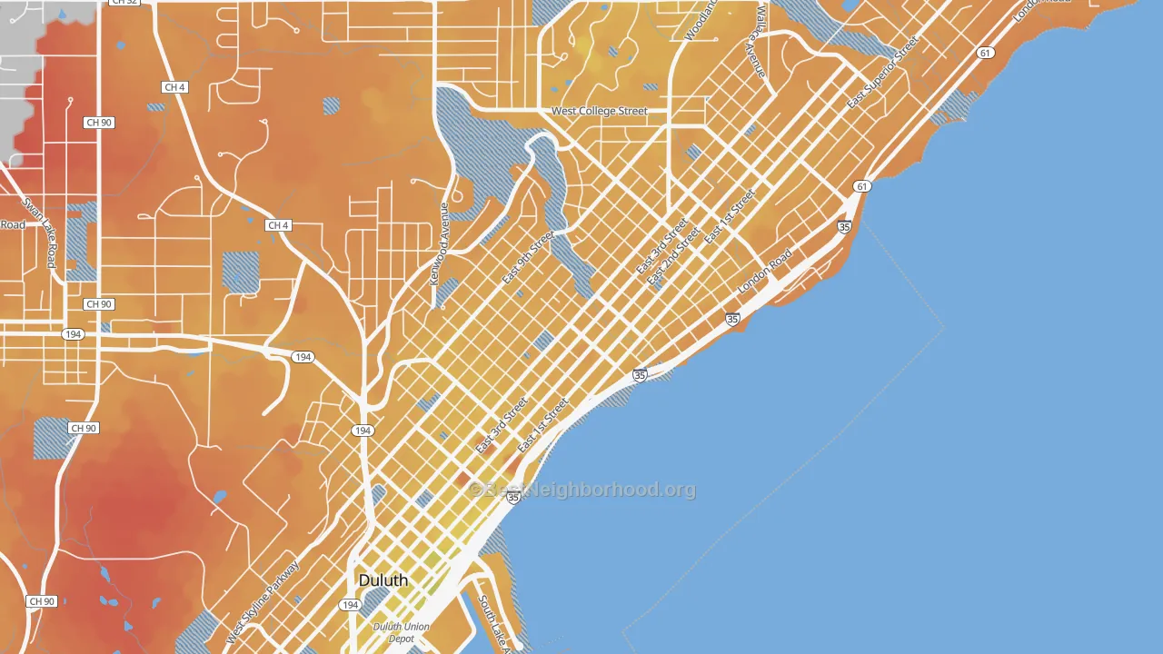 Transit Grade map of East Hillside, Duluth, MN