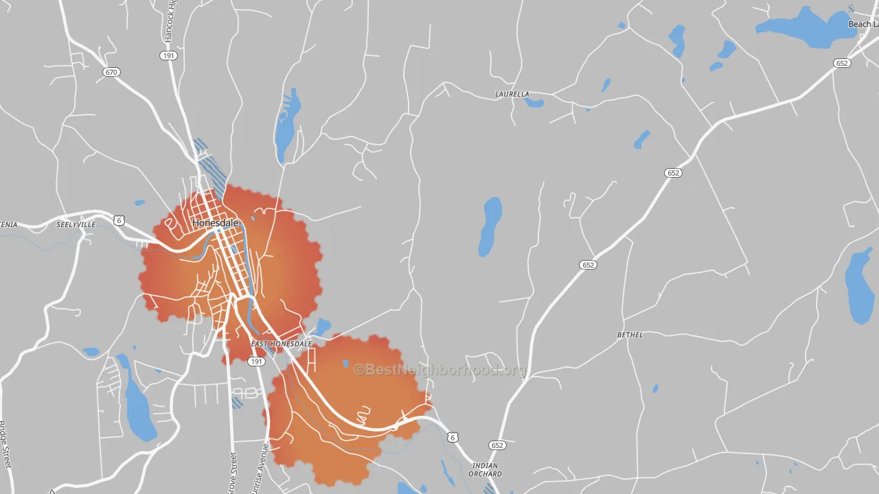 Transit Grade map of East Honesdale, PA