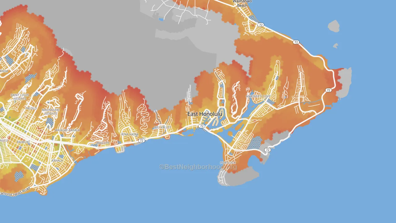 Transit Grade map of East Honolulu, HI