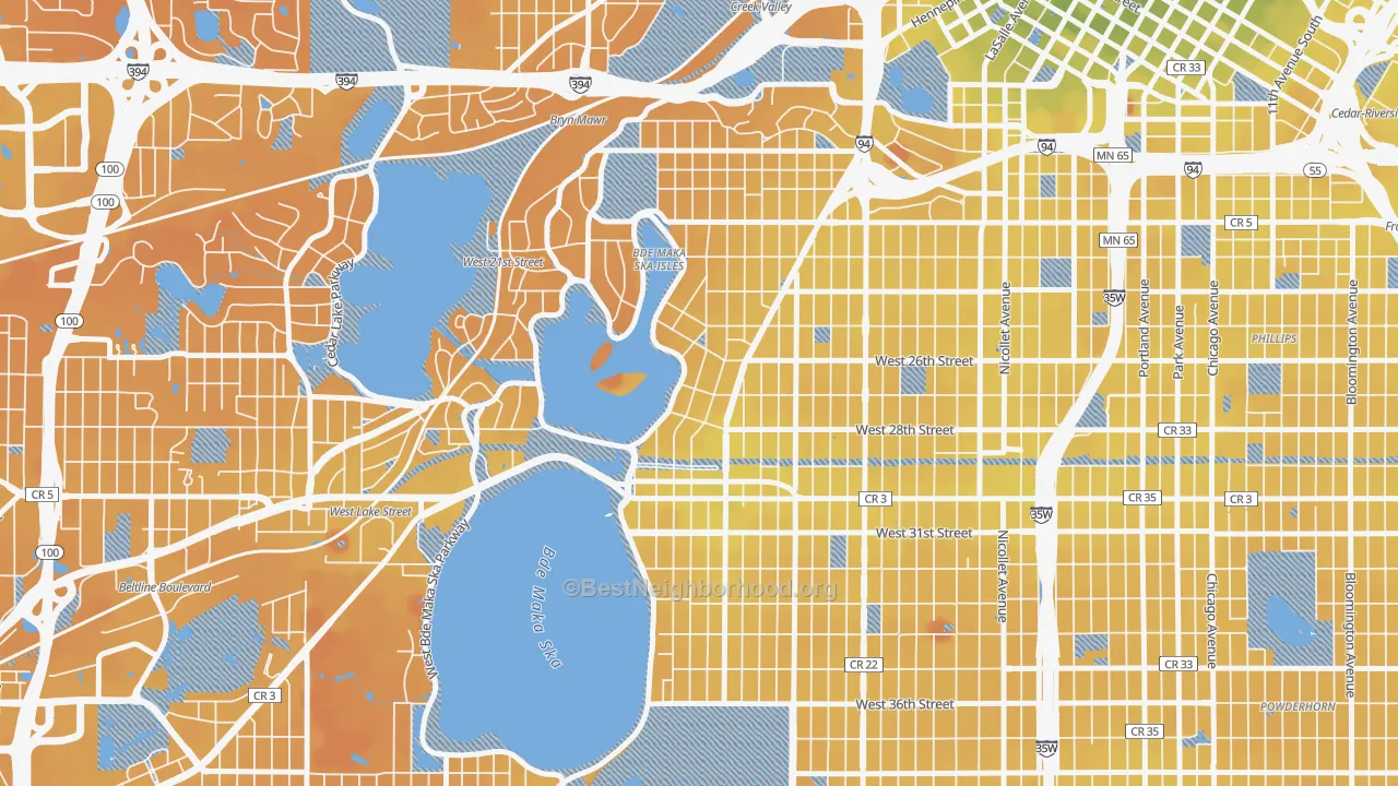 Transit Grade map of East Isles, Minneapolis, MN