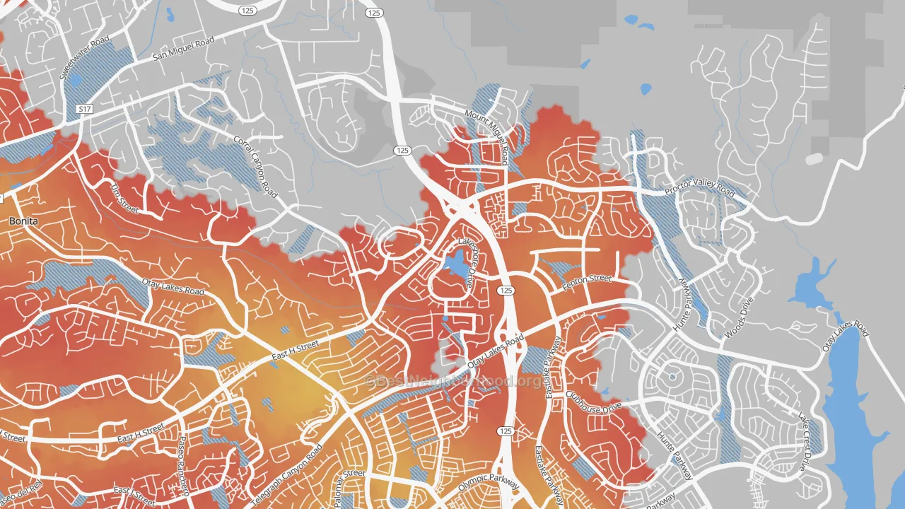 Transit Grade map of East Lake, Chula Vista, CA