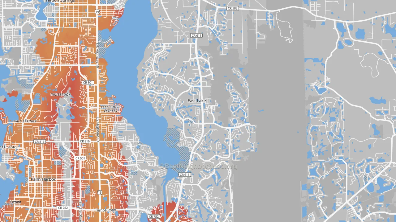 Transit Grade map of East Lake, FL
