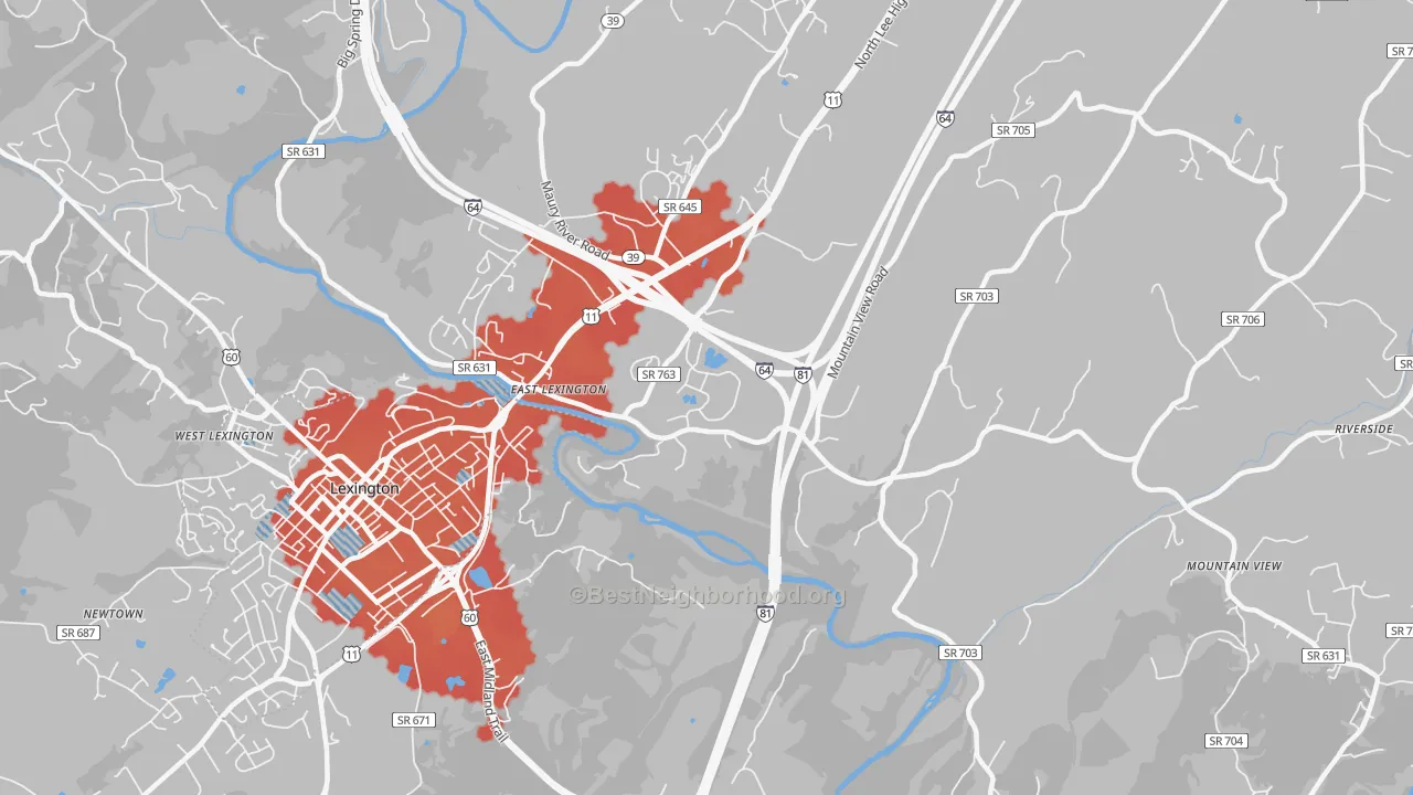 Transit Grade map of East Lexington, VA
