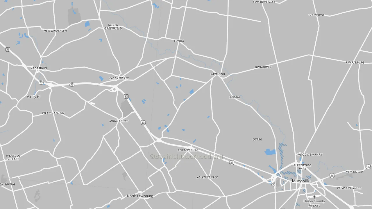 Transit Grade map of East Liberty, OH