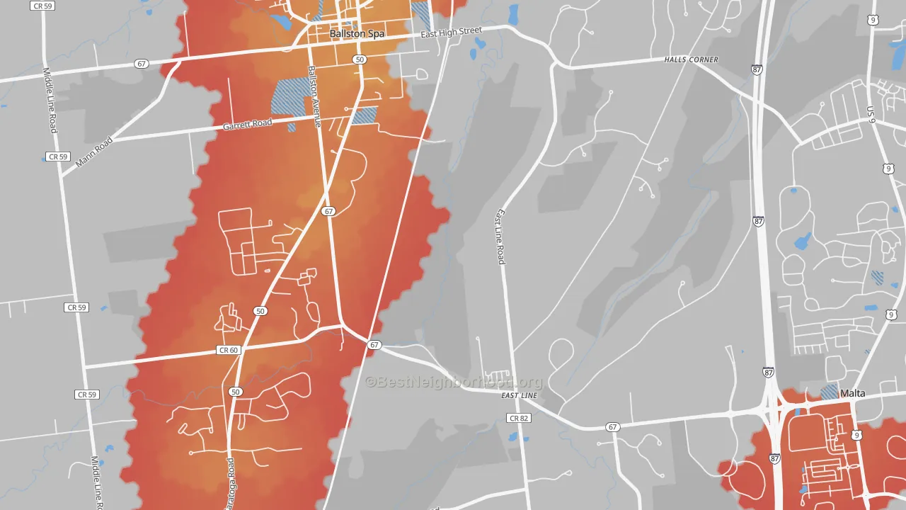 Transit Grade map of East Line, NY
