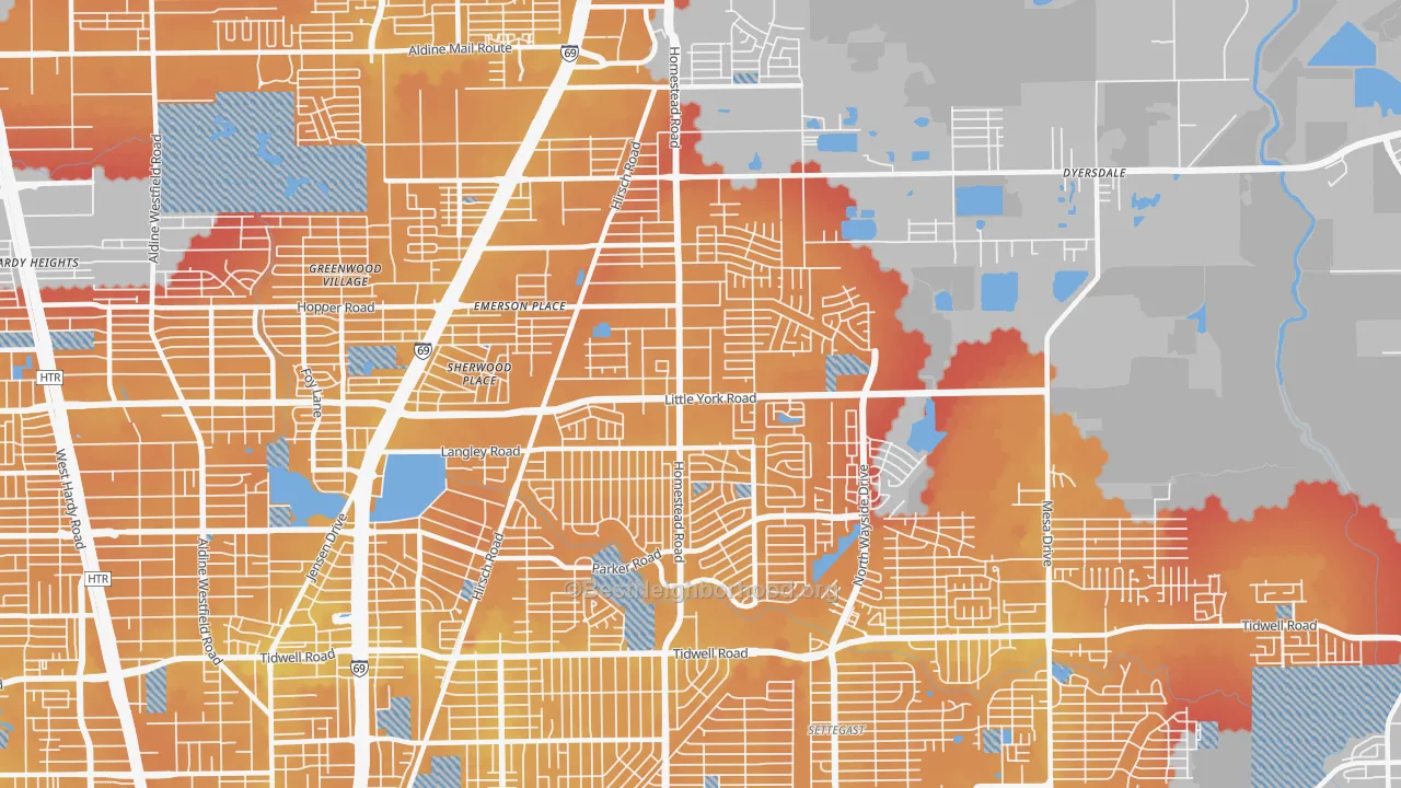 Transit Grade map of East Little York-Homestead, Houston, TX