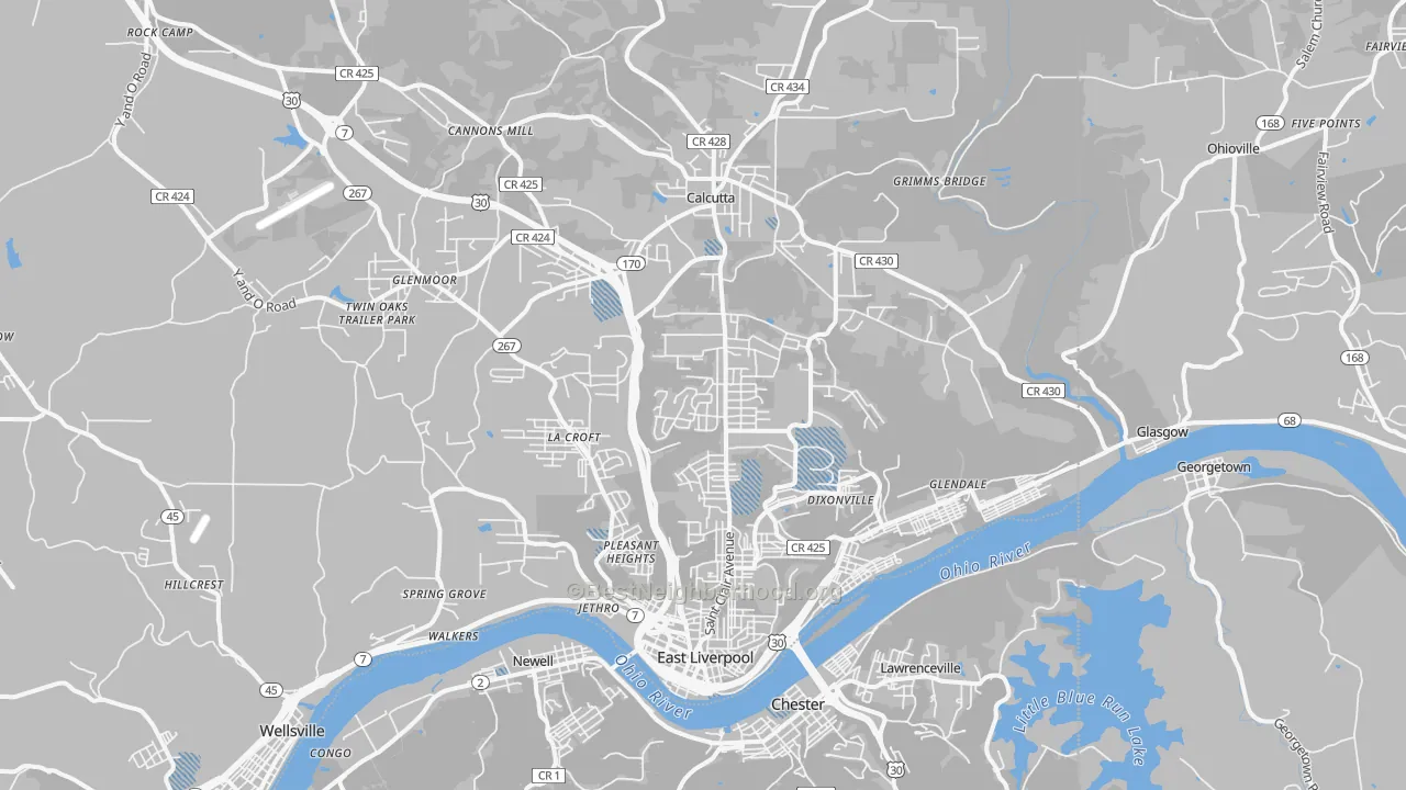 Transit Grade map of East Liverpool, OH