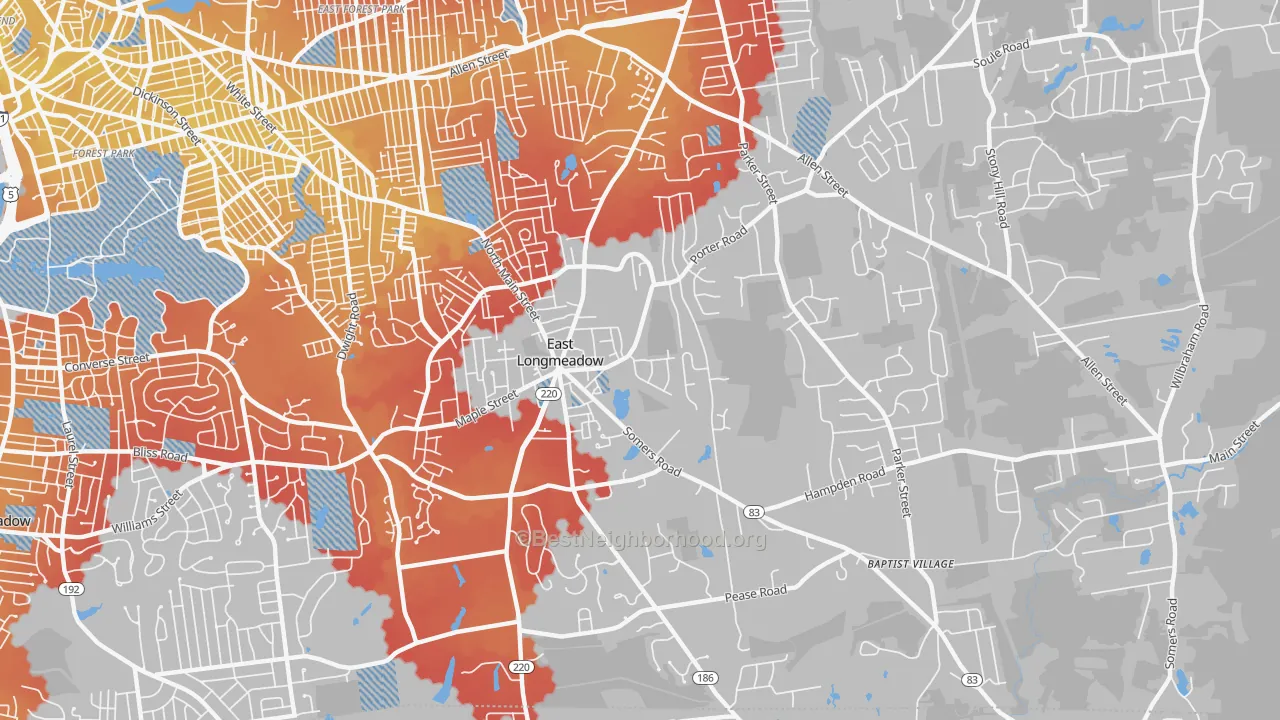 Transit Grade map of East Longmeadow, MA