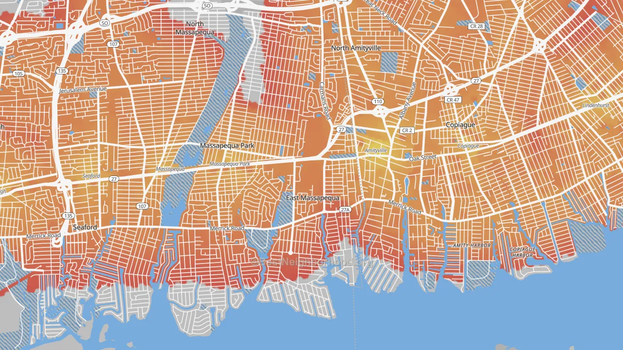 Transit Grade map of East Massapequa, NY