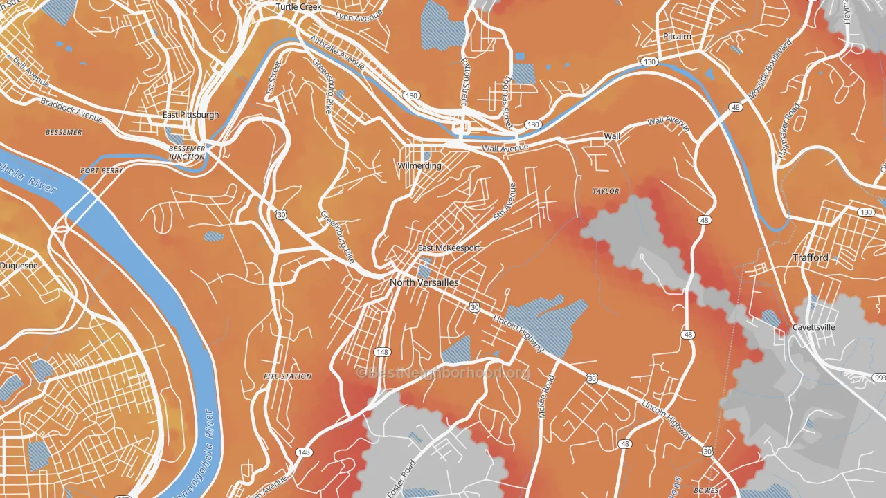Transit Grade map of East McKeesport, PA