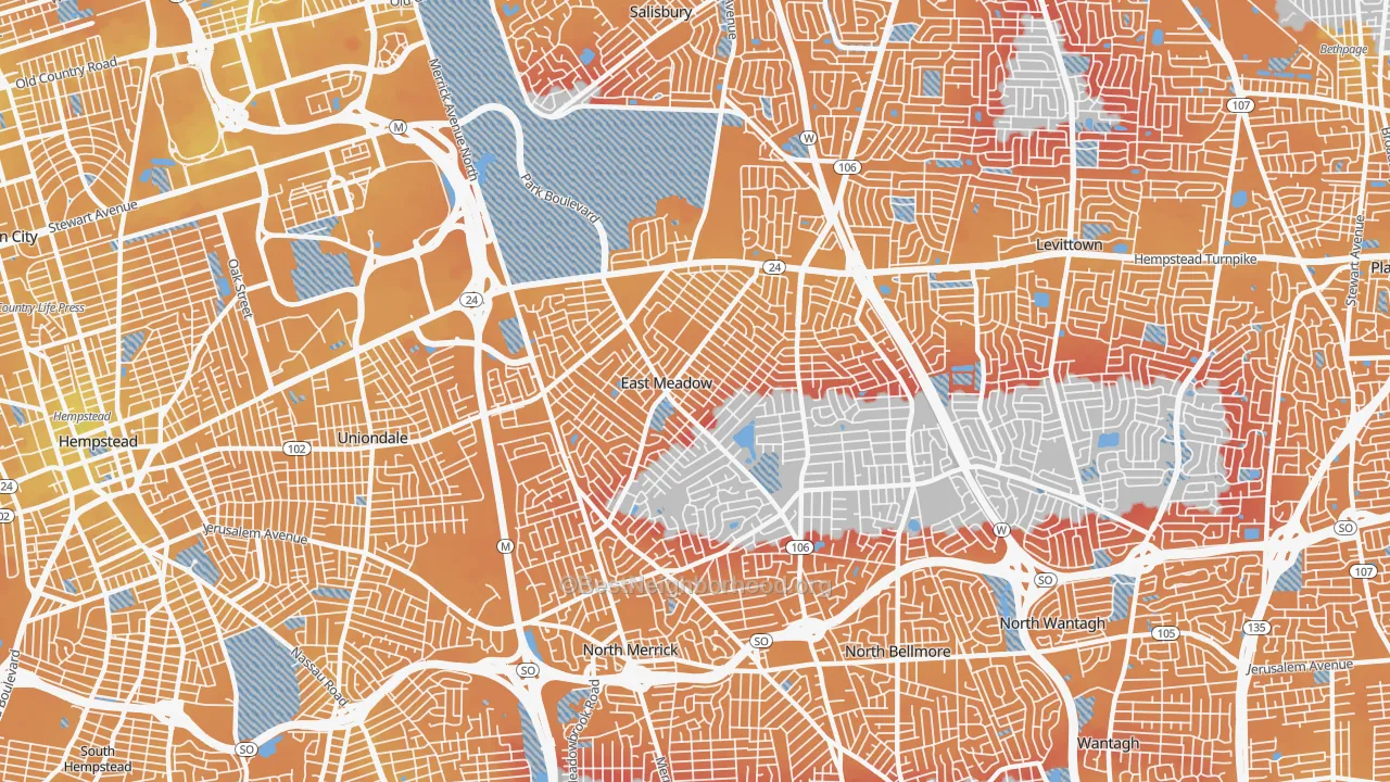 Transit Grade map of East Meadow, NY