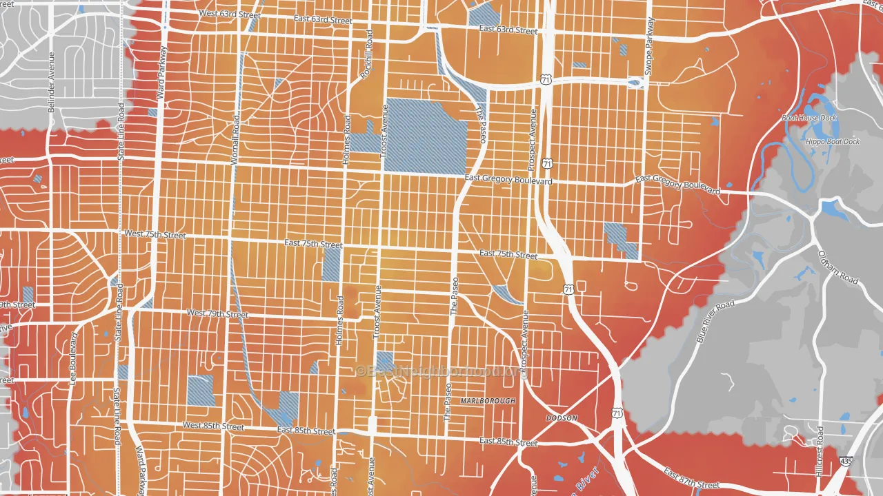 Transit Grade map of East Meyer, Kansas City, MO