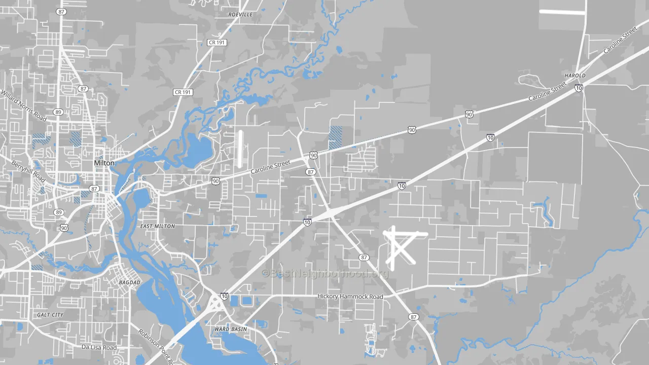 Transit Grade map of East Milton, FL