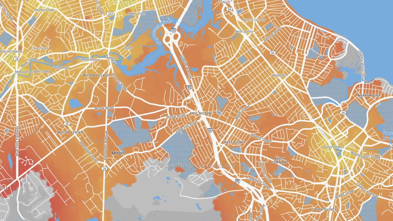 Transit Grade map of East Milton, Milton, MA