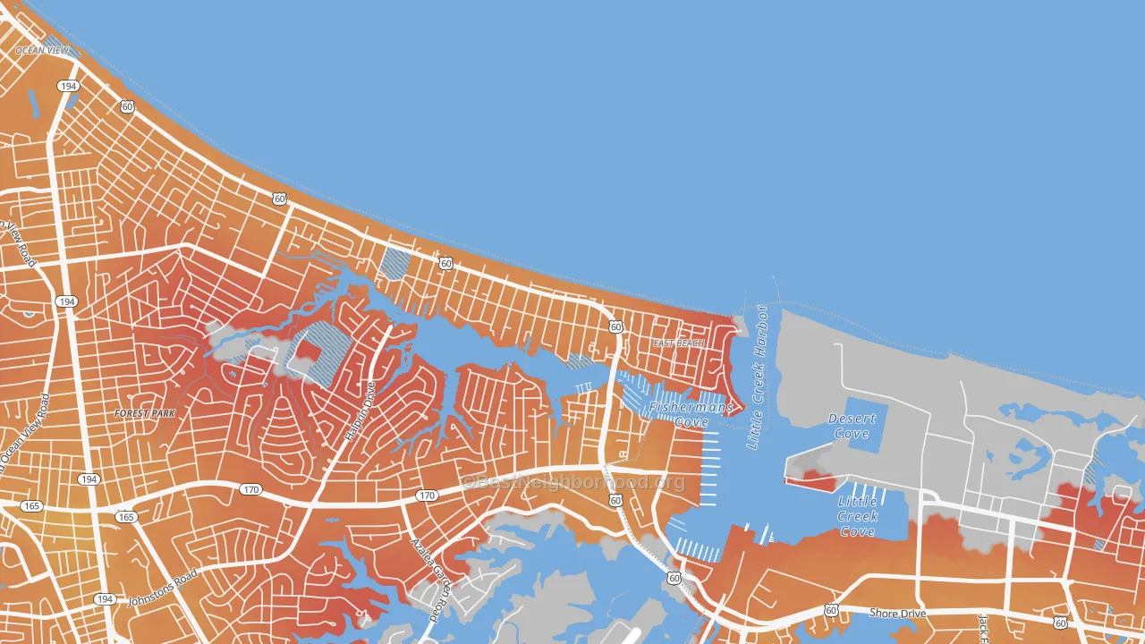 Transit Grade map of East Ocean View, Norfolk, VA