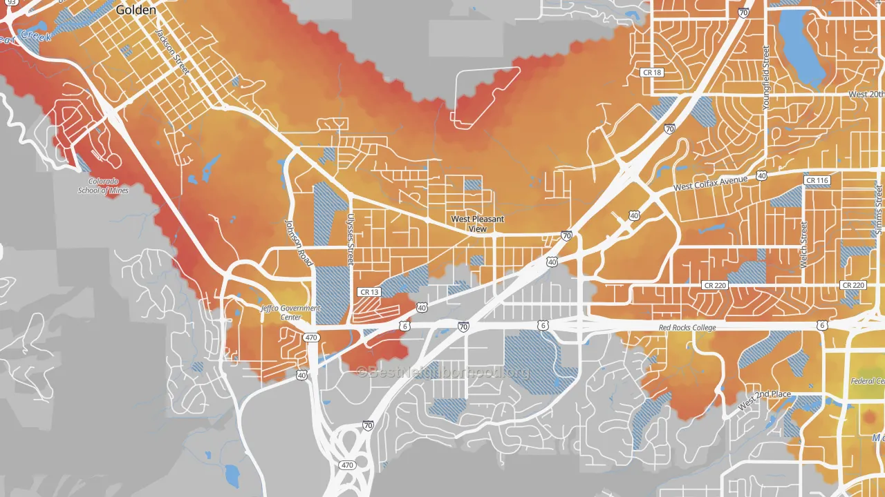 Transit Grade map of East Old Golden Road, West Pleasant View, CO