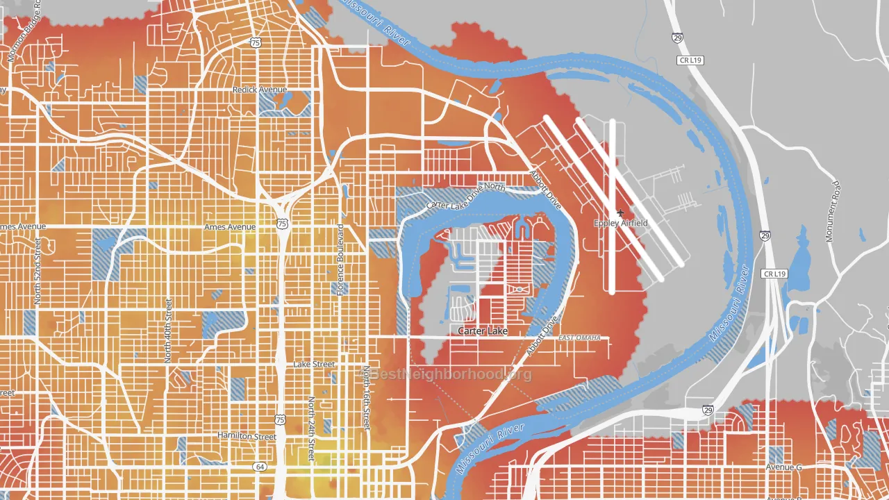 Transit Grade map of East Omaha, Omaha, NE