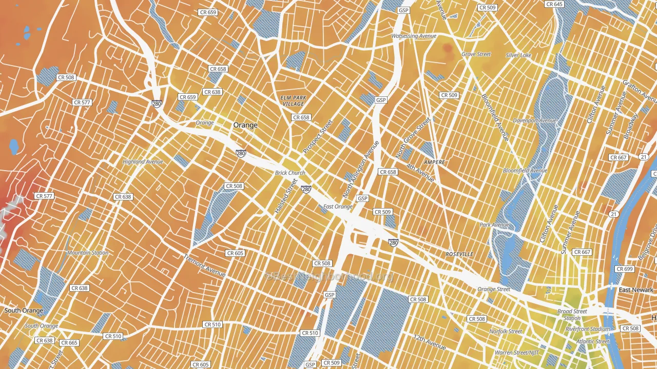 Transit Grade map of East Orange, NJ