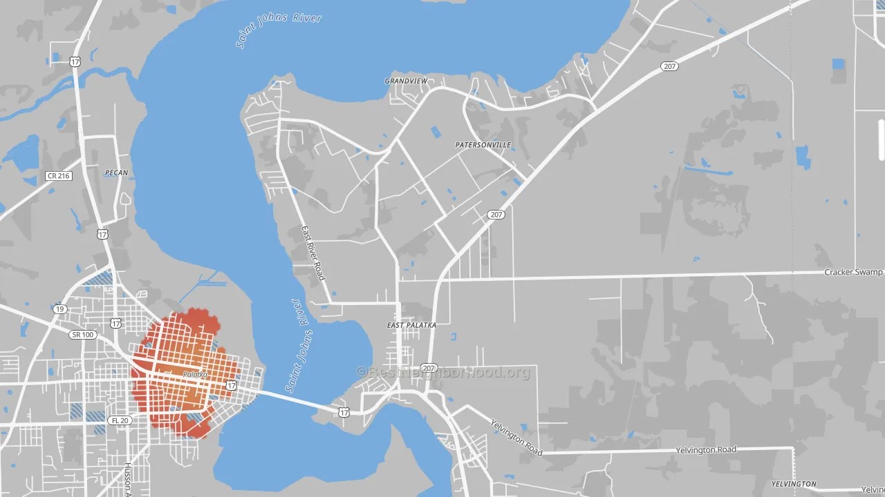 Transit Grade map of East Palatka, FL